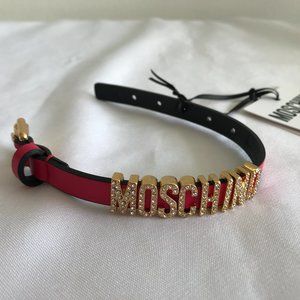 Moschino Red and Black Logo Crystal Letter Bracelet